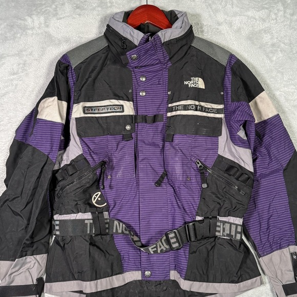 The North Face Steep Tech Jacket Womens Large Purple Belted Hooded Ski Parka - Picture 4 of 15
